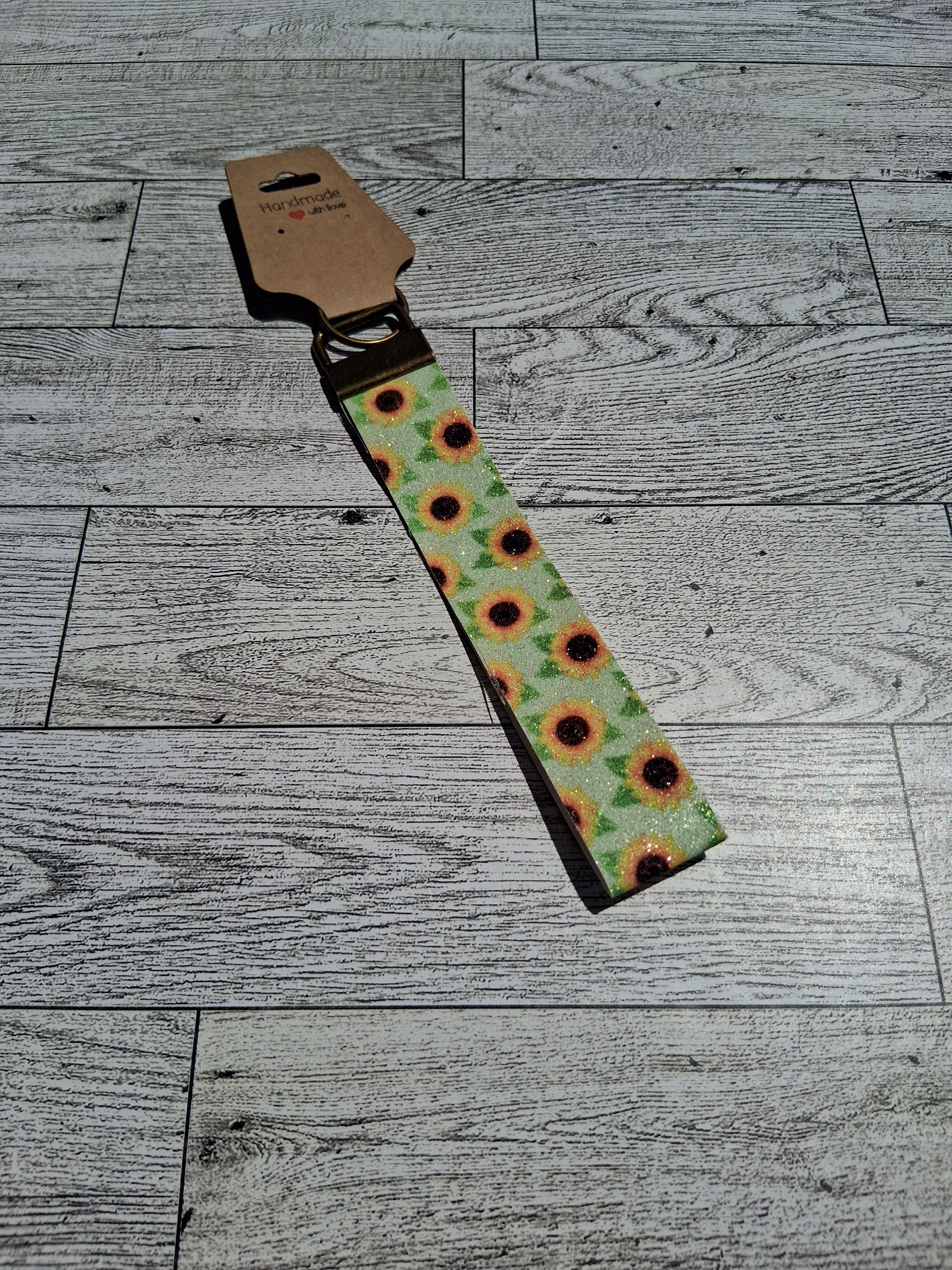 Sunflower/ brass 6" keychain