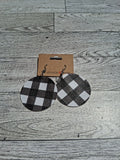 Black plaid circle earring