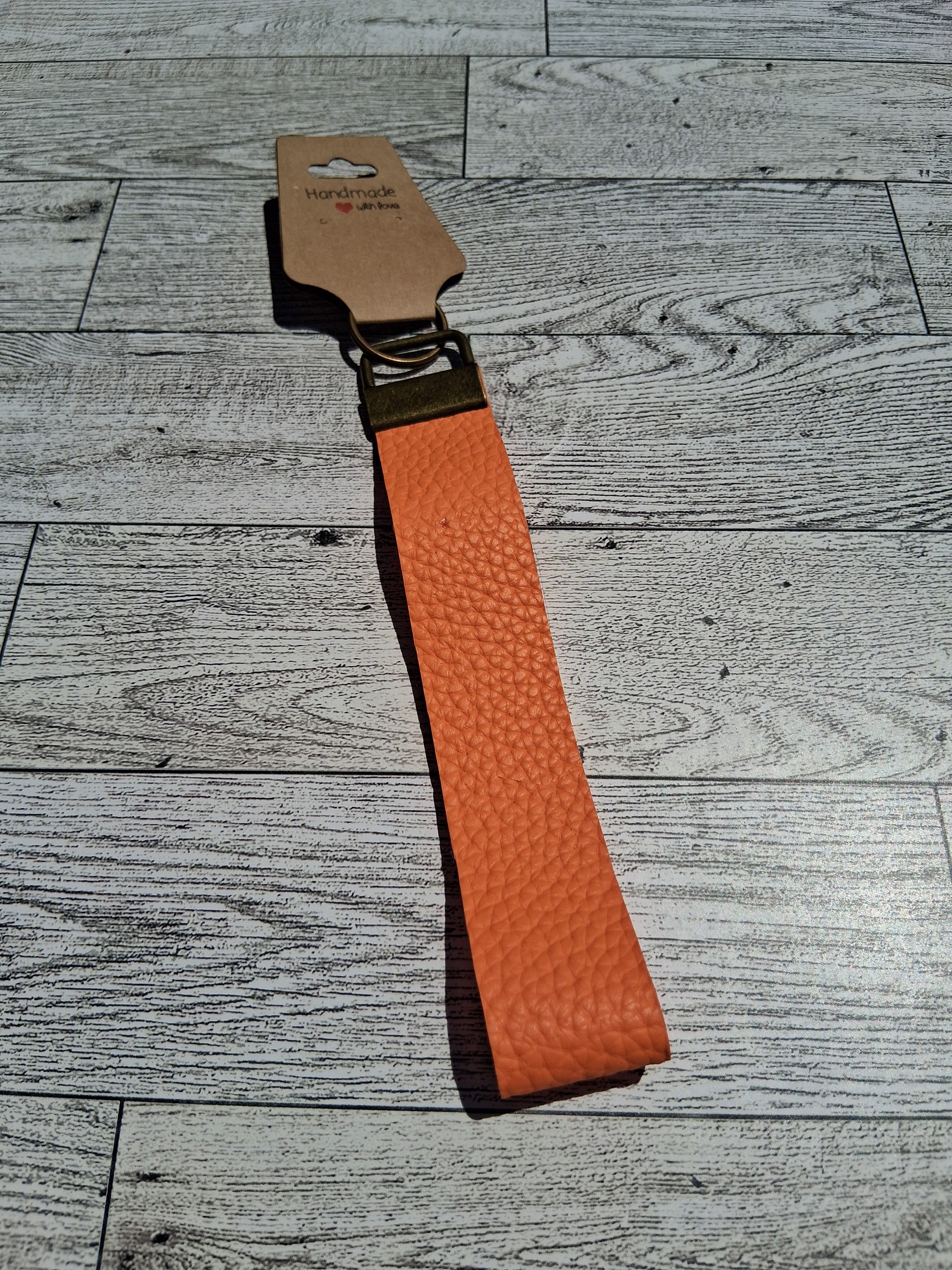 Orange/brass 6" keychain